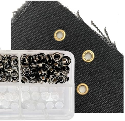Lot de 100 œillets noirs Φ5 mm Grommet Kit œillets avec œillets pour lacets, vêtements, sac à dos, chaussures en cuir