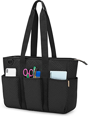 Fasrom Lehrertasche Damen Herren, Große Lehrertasche für Lehrerbedarf mit Laptopfach für Lehrer, Schwarz