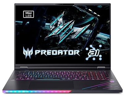 acer Predator Helios 18 AI (PH18-73-93YX) Gaming Laptop 18 WQUXGA MiniLED IPS 120Hz Pantalla, Intel Core Ultra 9 275HX, 64GB RAM, 1TB GB SSD, NVIDIA GeForce RTX 5090, Windows 11, QWERTZ Teclado