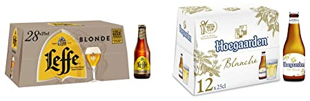 Bière Leffe Blonde 6.6% Pack 28 Bouteilles 25cl & Bière Hoegaarden Blanche 4.9% Pack 12 Bouteilles 25cl