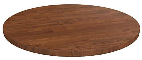 WIFESE Runde Tischplatte Behandeltes Eichenholz Couchtisch Esstisch Holzplatte Massiv Multiplex Platte KüChenarbeitsplatte Holzplatte Rund Tabletop Tischplatte Eiche Dunkelbraun Ø40x1,5 cm