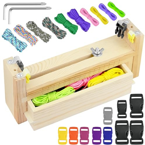 CECOMBINE Armband Maker Making Kit, Einstellbare Länge Holz Paracord Jig Armband Armband Maker mit 10 Paracord zum Weben DIY Handwerk Werkzeuge
