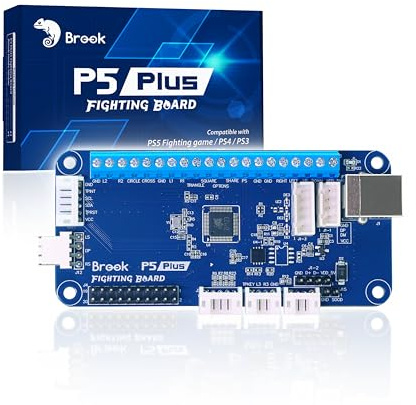 Brook P5 Plus Fighting board - Pre-Installed Header Version, Lightning-quick response times to dominate the fight. Arcade Stick PCB For PS5 Fighting games, PS4, PS3, Switch and PC(X-Input) Consoles