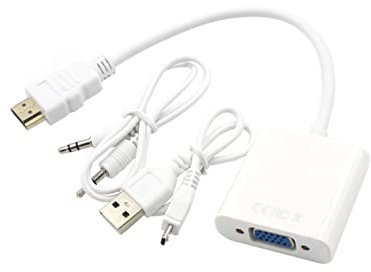 Gadpiparty High-Definition-Multimedia-Interface Zu Vga Adapter Full Hd Video Audio Konverter Mit USB-stromversorgung Und Plug Play Für Computer Laptop Tablet Weiß