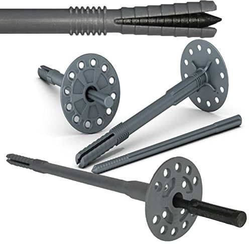 100 Stück Dämmstoffdübel (220mm x ∅ 10mm) Dübel Dämmdübel Tellerdübel mit Kunststoff Schlagdübel Fassadendübel Kunststoffnagel für wärmedämmung