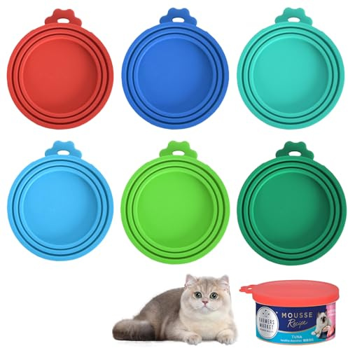 6 Pieces Silicone Lid for Cans, Silicone Pet Can Lid Silicone Pet Can Covers, Universal Pet Containers, Cat Food Can Lid