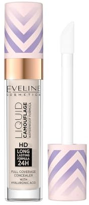 Eveline Cosmetics Correttore Liquido Camouflage Waterproof con Acido Ialuronico e Burro di Karité, 5 Tonalità