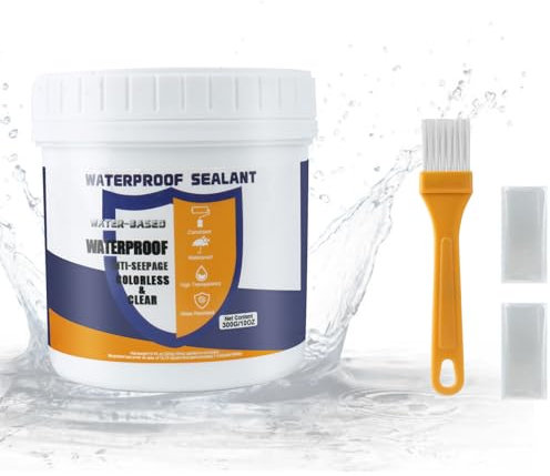Transparente Abdichtungsbeschichtung - Unsichtbarer Wasserdicht Dichtmasse Leck-Schutz für Dach, Toilette, Fliesen, Badezimmer, Fliesen, Wände | Innen/Außen | Schnelltrocknend (300g)