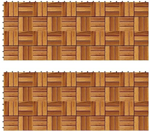 AUUIJKJF Piastrelle per terrazze in legno di acacia, 30 x 30 cm, set da 20 pezzi
