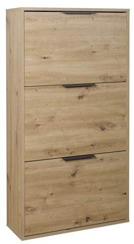 Composad | Scarpiera della Linea ESPRESSO Doppia Profondità, con 3 Ribalte, Scarpiera Salvaspazio, Ingresso, Ripostiglio, Portascarpe, (LxAxP) 65x119,5x25 cm, Colore Rovere Oak Mielato, Made in Italy
