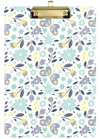 Frische-Druck-Klemmbrett mit Blumenmotiv, A4, 31,8 x 22,9 cm, Kunststoff-Klemmbrett (Langwort) mit niedrigem Profil-Clip für LKW-Fahrer, Büro, Dokumenten-Organizer