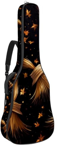 Bassgitarrentasche, 101,6 cm, 101,6 cm, doppelter verstellbarer Schultergurt, Akustikgitarre, Gigbag, Gitarrenkoffer, wasserdichtes Oxford-Gewebe, dicker Schwamm, Kunst Halloween Besen 40,