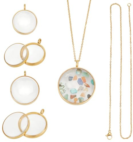 UNICRAFTALE 2 ensemble 2 Tailles Pendentif Médaillon Mémoire Photo Plaqués Or 18 carats Collier à Pendentif à Mémoire Vivante Breloque Flottante Cadre Photo en Verre Pendentifs pour Bijoux de Mariage