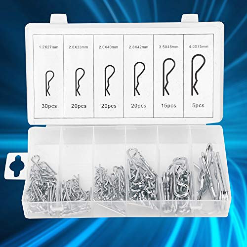 Splinte, Splint-Sortiment-Set, 110 Stück, R-Typ, Edelstahl, Verzinkt, Gewellt, Splint, Handbetriebenes Werkzeug-Zubehör