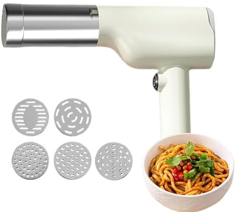 Noodle Maker Manual Pasta Machine, Handheld Electric Noodle Machine, Electric Noodle Press Automatic Pasta Maker Machine, Homemade5 Different Moulds Dough Press Noodle Cutter