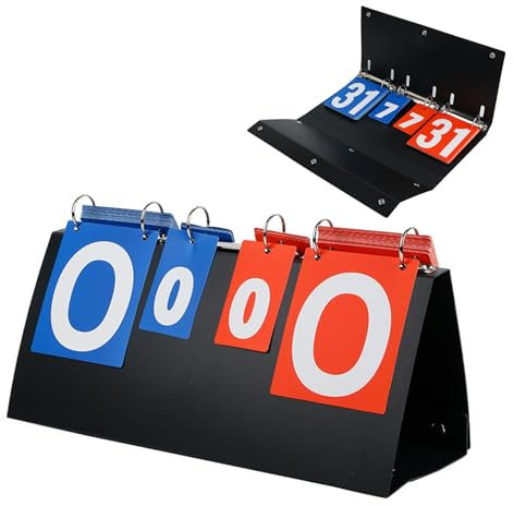 Myluatye Sportanzeigetafel,Tragbarer Tisch-Punktezähler,6-stellige Anzeigetafel,Flip Sport Anzeigetafel,Zähltafel,Score Flipper,Anzeigetafel Fussball,für Basketball,Fußball,Tischtennis