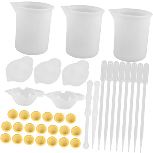 Beatifufu Silicone Measuring Cups and Resin Casting Mould Set for DIY Jewelry Making 5pcs Silicone Resin Mixing Cups Kit for Crafting