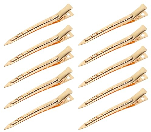XCZYN 10pcs Duck Bill pinces à cheveux, 3.5inch métal Alligator boucles épingles pour coiffure de Salon coloration cheveux épais sectionneur arcs bricolage Barrette accessoires (10 Pcs, Doré)