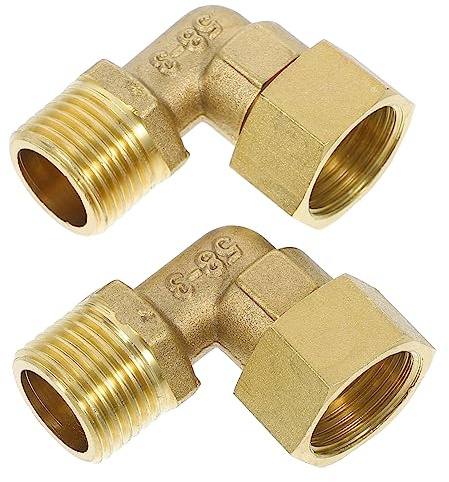 HIAKDOFT 2pcs Brass Fitting 90 Degree Elbow Water Joint Connector for Water Heater Plumbing Accessories Copper Pipe Fitting