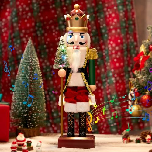 Axrye Christmas Decoration Nutcracker King Figures, 40cm Nutcracker Puppet Traditional Christmas Nutcracker Figures Kids Toy Gift Table Ornament for Home Xmas Party Decorations