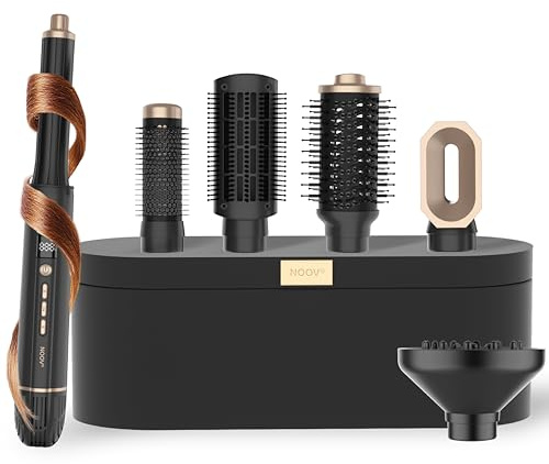 NOOV Hairstyler 6-in-1 - Lockenbürste für Volumen - Rundbürstenföhn [Coolshot] - Warmluftbürste [Anti-Hitze-Schutz] - Lockenstab automatisch - Glättbürste [Anti-Frizz] - Airstyler mit Box