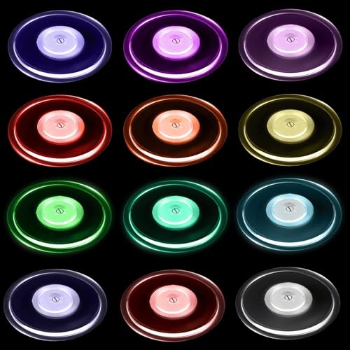 Bunt LED Untersetzer: 12 Stück Leuchtende Untersetzer Acryl, 3 Beleuchtungsmodi Beleuchtete untersetzer für Getränke, Leuchtuntersetzer Rund für Gläser Flaschen Partys Bar Hochzeiten