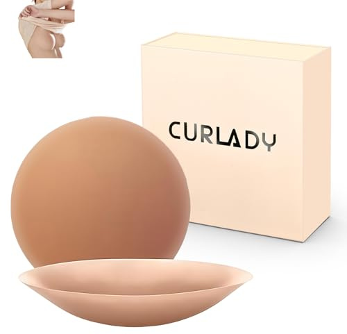 CURLADY Nipple Covers for Women, Reusable Sticky Silicone Nipple Covers, Seamless Hypoallergenic Silicone Nip Covers, Washable Design Nipple Covers Invisible