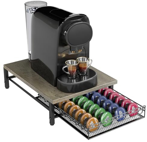 Coffee Pod Drawer Holder for Tassimo Capsule 35pcs for Nespresso® OriginalLine Pods Drawer Coffee Machine Storage Organizer Stand Sliding for Kitchen Countertop (Beige)