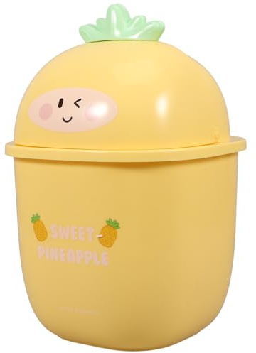Didiseaon Petite Poubelle de Bureau Couvercle Mini Poubelle de Table en Plastique Coloris Citron Jaune Compacte et Légère pour Bureau la Cuisine Salon et Chambre Anti-Odeurs