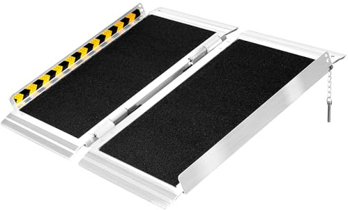Rampa per Sedia a Rotelle, Rampa per Disabili a Rotelle per Gradini di Casa in Alluminio, Superficie Antiscivolo, Pieghevole per Soglie, Capacità di Carico di 300 kg(74x152 cm/29x60 in)