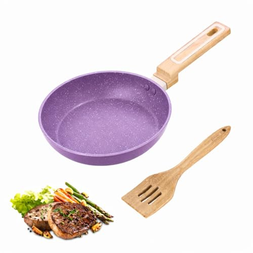 Family Padella in alluminio forgiato, 26 cm, antiaderente, con spatola in bambù, 30,5 cm, rivestimento ecologico a base d'acqua, alta resistenza 300 °C, adatta per piani a induzione, gas e