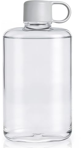 Gourde Plate 500ml Gourde Transparente Portable sans BPA, en Tritan, pour Fitness en Plein Air, Sport, Randonnée, Camping, Voyages