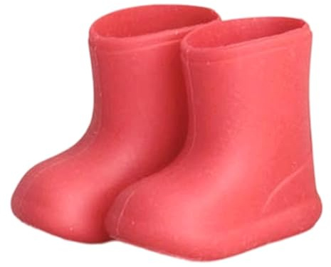 JISADER Puppenschuhe, Puppenaccessoires, handgefertigte Miniatur-Regenstiefel für OB11 BJD-Puppen, Rot