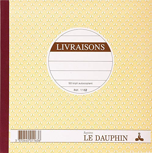 Le Dauphin - Réf. 1162D - Lot de 5 manifolds LIVRAISONS - papier autocopiant - duplicata (1 original et 1 copie) - 50 feuilles - format 21 x 21 cm - couverture vernie