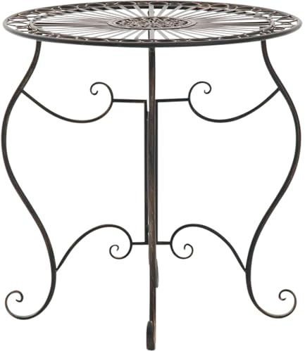 CLP Tavolo in Ferro Indra | Tavolo in Metallo dal Design nostalgico per Giardino, Balcone | Tavolo bistrot Rotondo Resistente alle intemperie, Facile da Pulire, Colore:Bronzo