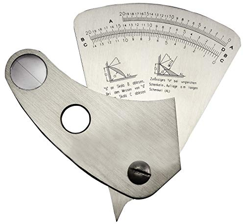 RIVERWELD Fächerförmiges Schweißmessgerät Sektorschweißmessgerät prüft Winkel von Schweißnähten Spalten und Schweißnähten Breite und Höhe Schweißnaht Größenbereich von 0 bis 20 mm