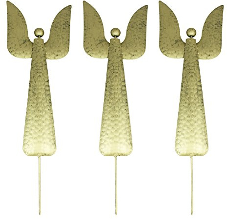 colourliving Gartenstecker 3er Set Weihnachtsengel Engel aus Metall Höhe 64 cm Farbe Gold Beetstecker Metallfigur Dekofigur