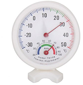 GLOGLOW TH-108 Hygromètre Thermomètre Intérieur Extérieur Analogique 2 en 1 Mini Portable pour Maison Bureau avec Cadran Rond Précis -30 à 50°C et 0-100% RH