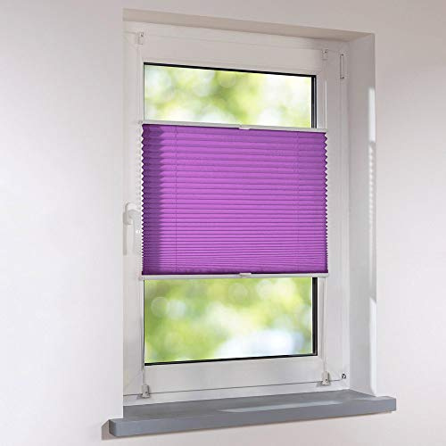 Plissee Klemmfix Faltstore UNIVERSAL Faltrollo ohne Bohren - 95 x 120 cm - aubergine