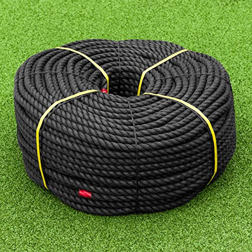 Titan Cuerda de Polipropileno | Cordel Seguridad de Polipropileno Alta | Negro o Azul – Variedad de Tamaños y Larguras | Bobinas (16mm – 220m, Negro)