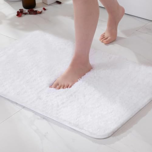 MIULEE Badezimmerteppich Badematte Weiche rutschfest Weiß 40x60 cm | Badteppich Fußmatte Badematten & Badteppiche Bettvorleger Flauschig Teppich Duschmatte für Bade & Wohnzimmer Schlafzimmer