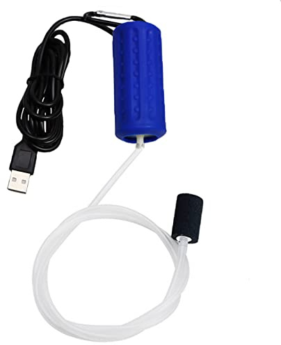 Luftpumpe Aquarium USB Mini Sauerstoffpumpe Leise Oxygen Pump Energie Sparen Sauerstoff Bubbler mit Luftstein und Single Outlet Silikonschlauch 1W