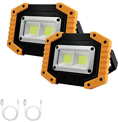 Tekstap LED Work Light Rechargeable, 30W 2000LM Portable Waterproof Rechargeable Work Lights with Stand, Battery Powered COB Flood Lights for Power Ouage Emergency Outdoor Camping Garage