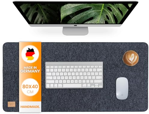 Schreibtischunterlage Filz 80x40cm - Made in Germany - waschbare Schreibtisch Unterlagenmatte aus upcycling rPET Filz - Mauspad Groß - Schreibtisch Unterlage Filz easy and green®