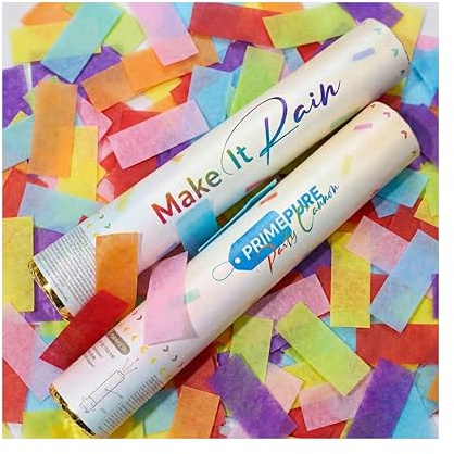 PrimePure Confetti Cannon Poppers, Biodegradable Multicolor Paper, 2 Pack