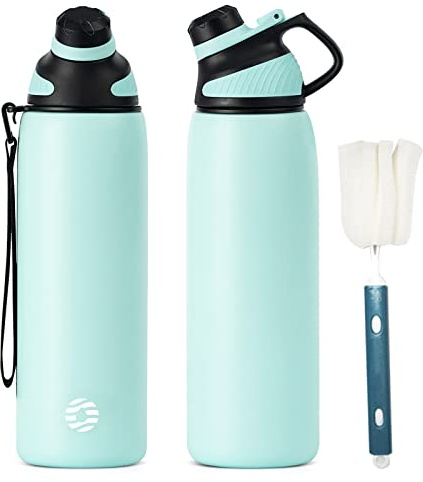 Fjbottle Edelstahl Trinkflasche Sport mit Magnetischem Deckel 1L, 800ml, 600ml, 400ml BPA-Frei Auslaufsichere Kinder Flasche - Kohlensäure geeignet 1500ML Wasserflasche Thermo für Schule, Fitness