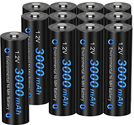 CITYORK AA Wiederaufladbare Batterien, vorgeladen, hohe Kapazität 3000mAh 1.2V NiMH Batterie, geringe Selbstentladung, Packung mit 12