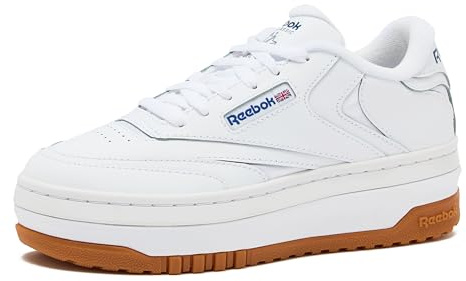 Reebok Club C Extra Platform Sneakers for Women, White Casual Tennis Women's Fashion Sneakers, Womens Shoes Size 5 to 11, FTWR White/FTWR White/Vector Blue, 8.5 Medium