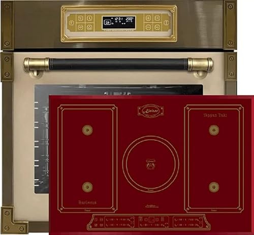 Kaiser Herdset EH 6726 ElfAD + KCT 7797 FI RotEm, Retro Einbau Backofen 80L, Elektro Backofenset – 11 Betriebsfunktionen + Retro Einbau Induktions Kochfeld 77 cm, Rotes Glas mit Facette