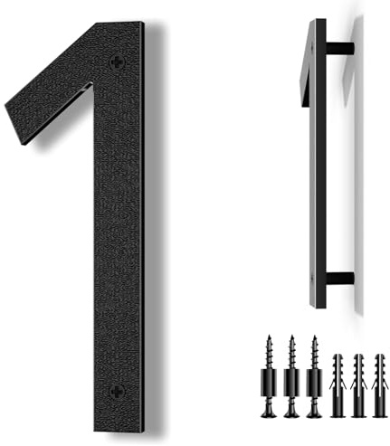 IVERRA 8 Inch Large Floating House Numbers, Black Modern House Number for Outside, Home Address Numbers for Outdoor Garage Gate Wall Street (1)